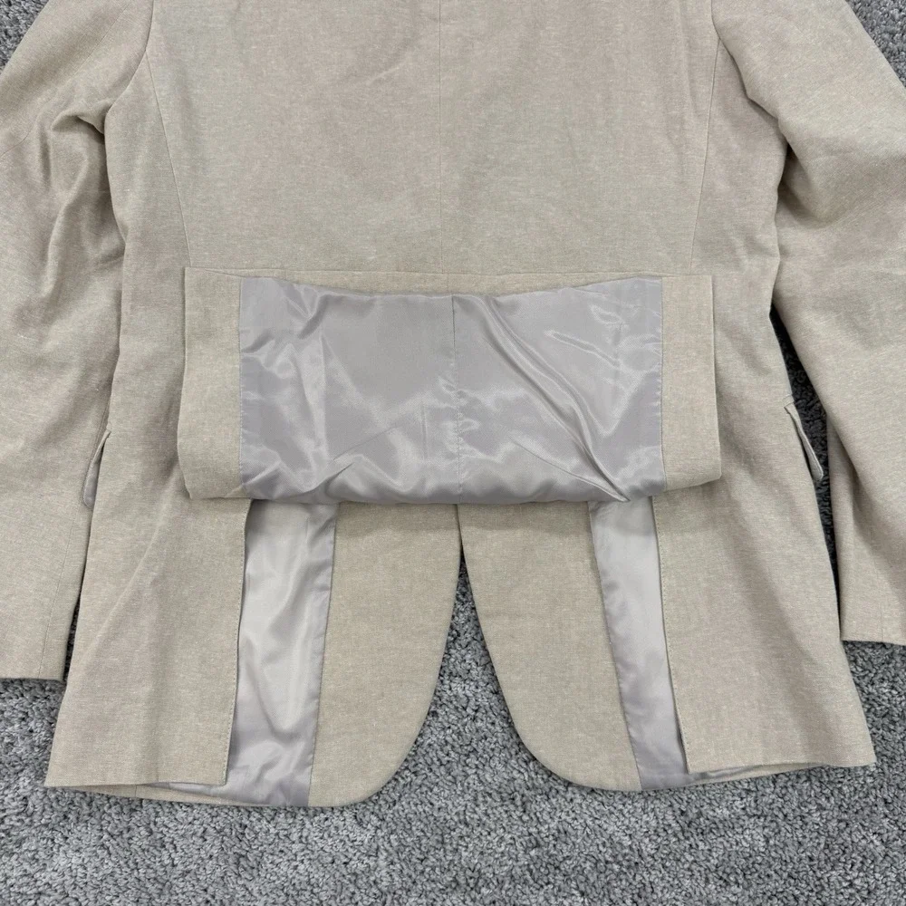Stafford Linen Blazer Men's 36S Beige Classic Fit 2 Button Dual Vent Sport Coat